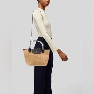 Longchamp Raffia Lê Pliage Tote with crossbody strap